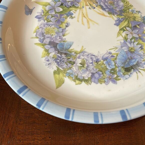 Hallmark Marjolein Bastin Serving Dish Butterfly Nature Floral Blue Skies - Picture 5 of 8